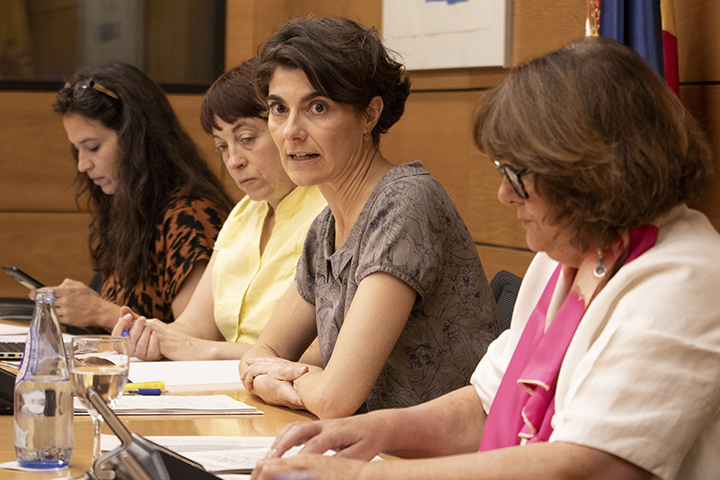 Rosa Martínez, secretaria de Estado de Derechos Sociales, durante la reunión
